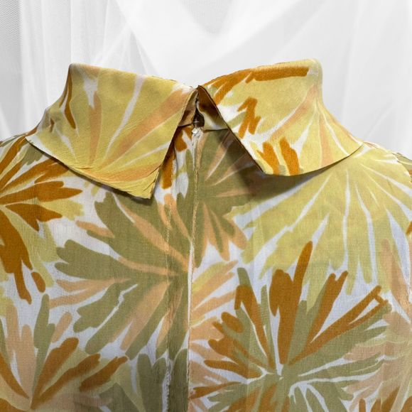 70s Retro/Vintage Floral Blouse - M/L - Yellow and Orange - Picture 6 of 9